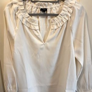 J Crew white ruffle collar blouse~XS